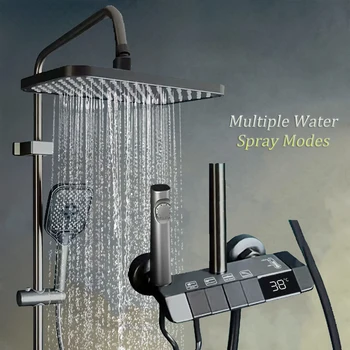 Set completo doccia per bagno sistema doccia per vasca da bagno a 4 modalità Set doccia a LED digitale pressurizzato a pioggia rubinetto per doccia calda e fredda 1