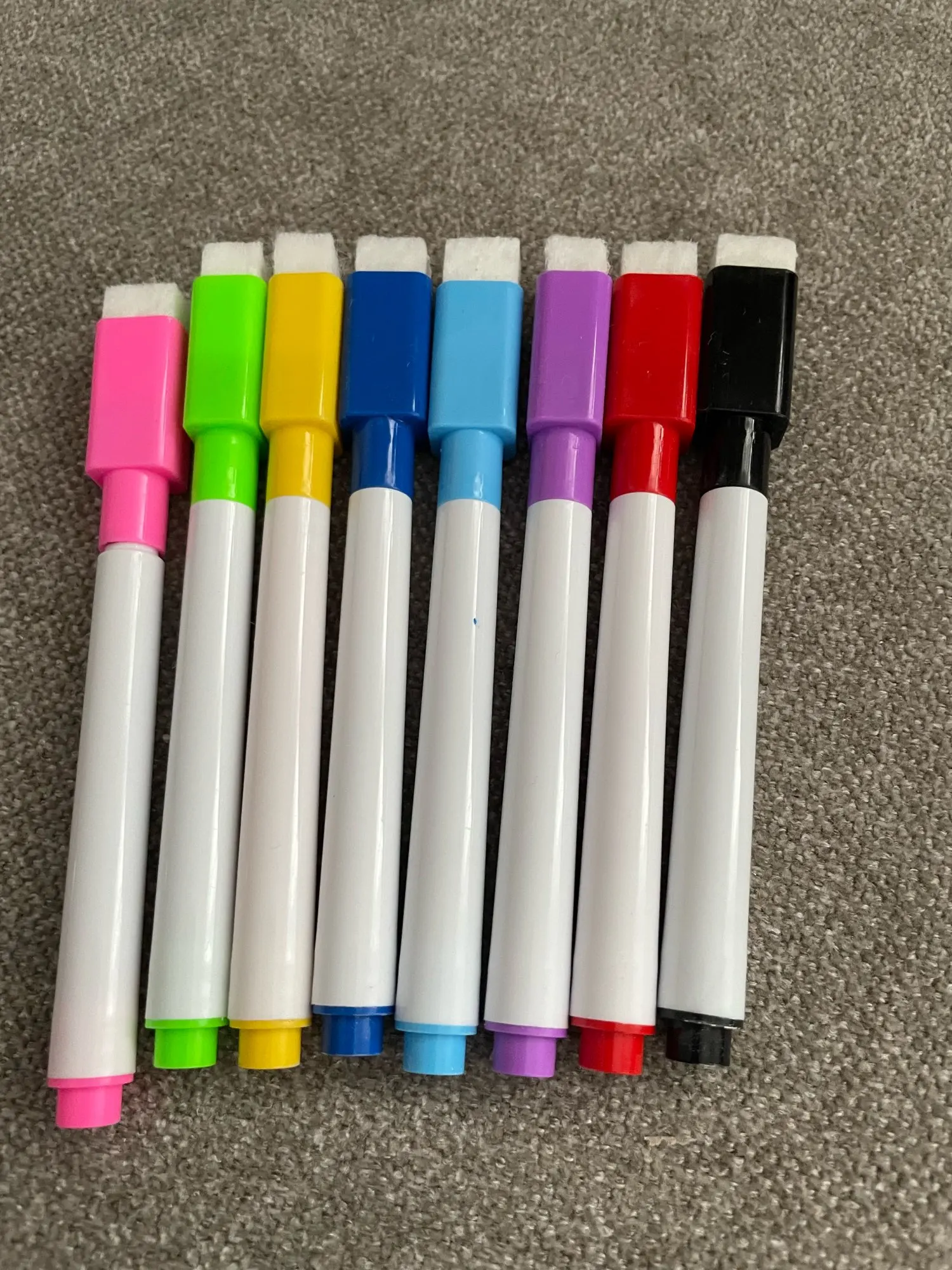 8 unids/set punta de bala 11,3*1 cm tamaño pequeño sin pizarra magnética marcadores de borrado en seco, 8 colores * 1 Uds bolígrafo magnético photo review