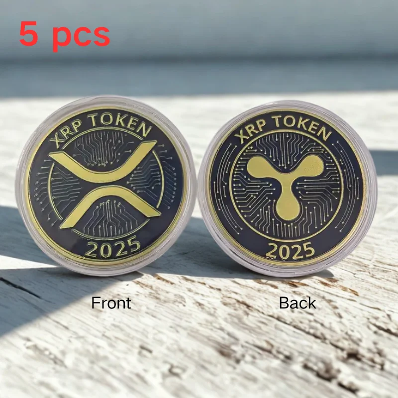 Gold Plated XRP Ripple Commemorative Coin - Premium Crypto Collectible Ornament