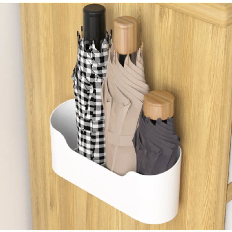 Japanese Wall Mounted Umbrella Punchfree Holder Shelf White Standing Storage Rack Home Office Organizer Indoor Water Drainer 1PC umbrella holder umbrella storage rack