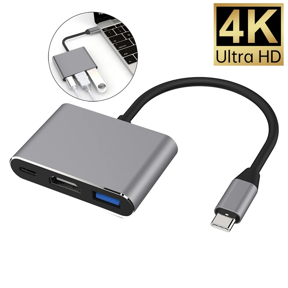 IYGLKD 3-in-1 USB-C To HDMI Adapter - 4K, 100W PD, USB 3.0 Hub For MacBook, IPad, IPhone 15/16, Laptops