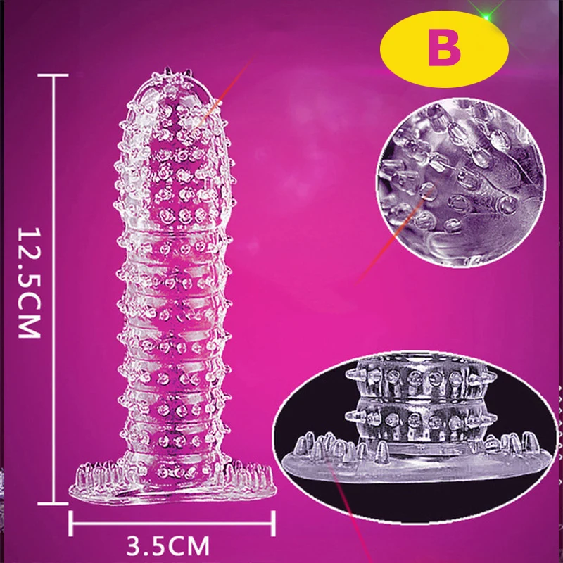 Penis Sleeve Reusable Condoms Sex Toys Men Delay Ejaculation G Spot Stimulation Safer Contraception Cock Ring Extender