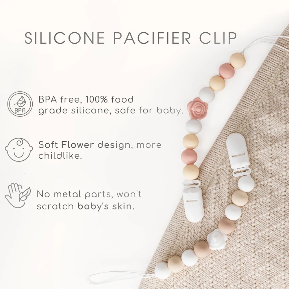 Erduo Baby Silicone Beads Pacifier Clip Nipple Dummy Holder Straps