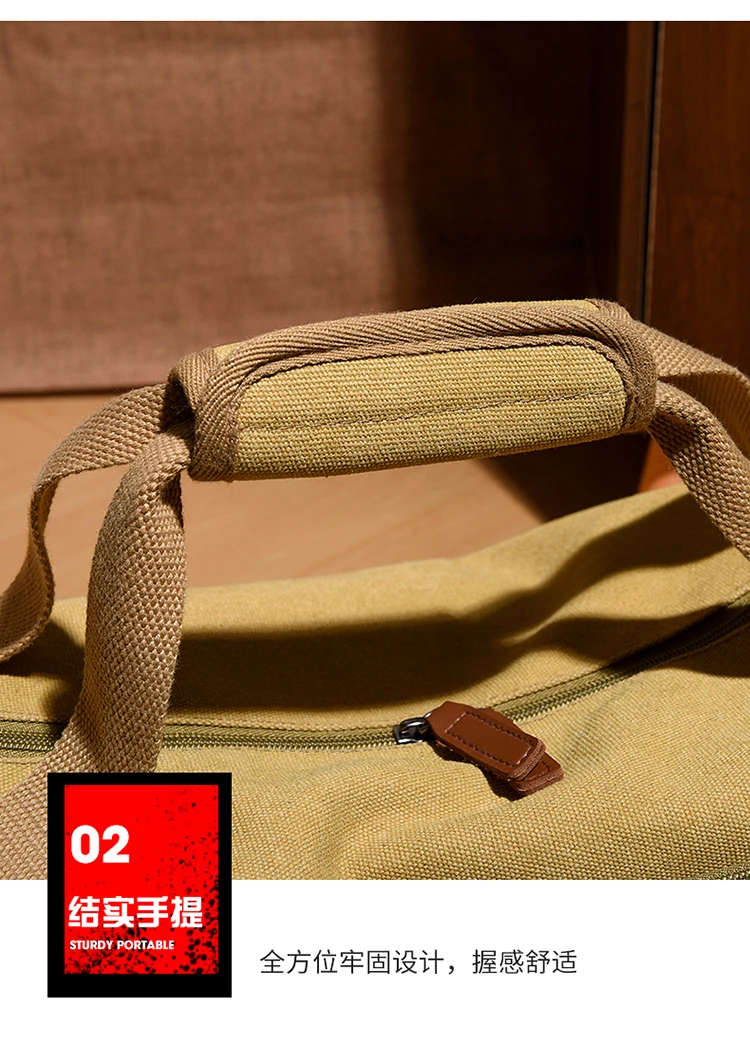 Herren-Reisetasche aus Segeltuch, großes Fassungsvermögen, Wochenendtasche mit Schultergurt, langlebig und vielseitig einsetzbar für Ausflüge und Freizeitgebrauch – Detail 22