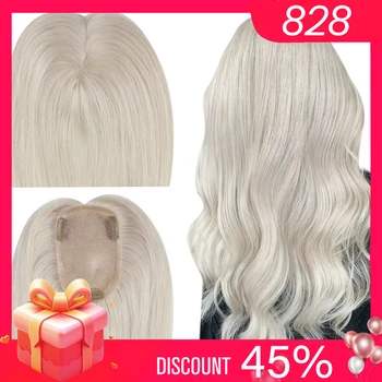 Ugeat Hair Topper Natural Human Hair  Blonde Mono Base 3*5inch Women Toupee  Invisible Free Part Hair Toppers Hair Extension