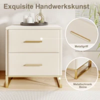 Anajqaqia Набор из 2 прикроватных тумбочек 40x40x50 см, с 2 ящиками, приставной столик с металлическими ножками, тумбочка для спальни, гостиной — изображение 6