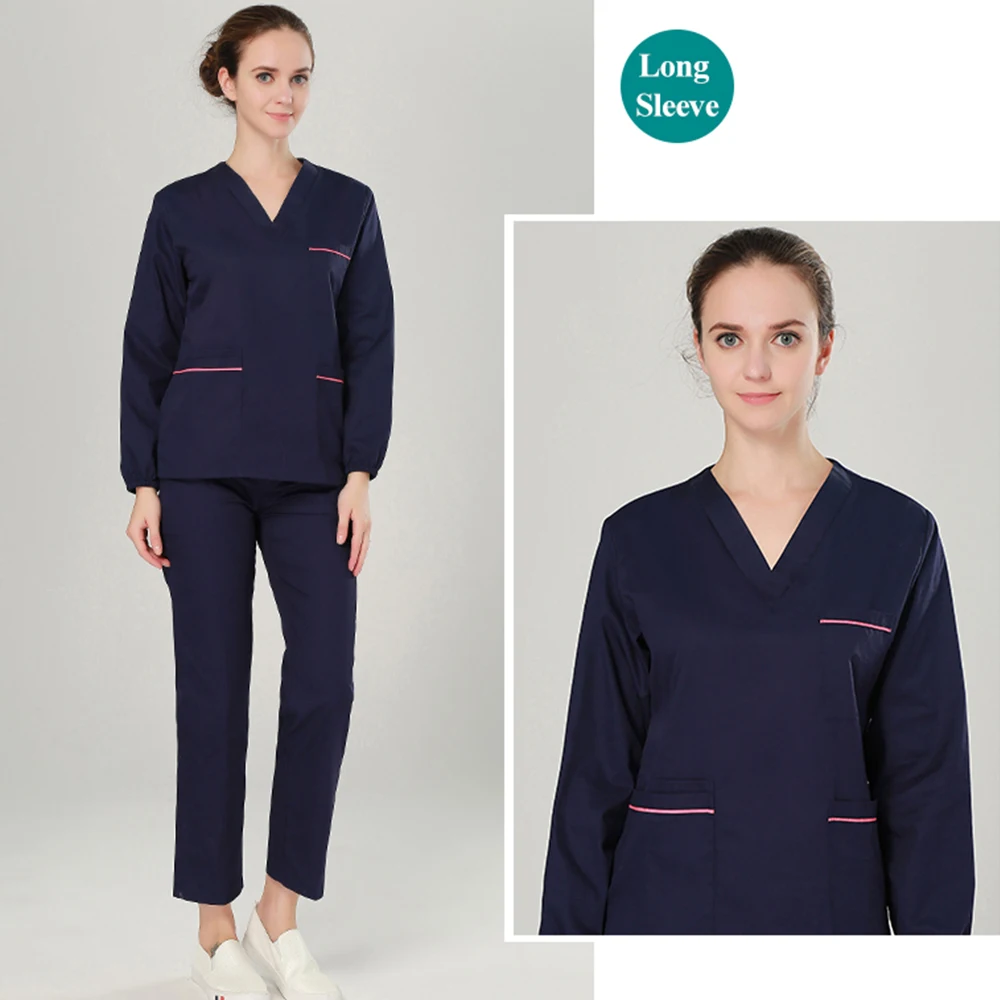 Durable Medical Scrubs Nurse Uniform Doctor Hospital Workwear Surgical Scrub Set Poplin Sanitary Clinical Aesthetic Suit 102