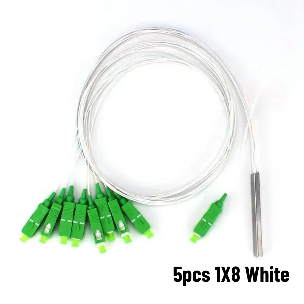 PLC 분배기 1X2 1X4 1X8 1X16 1X32 SC/APC SM 단일 모드 0.9mm G657A1 PVC LSZH 1m FTTH 광섬유 분배기