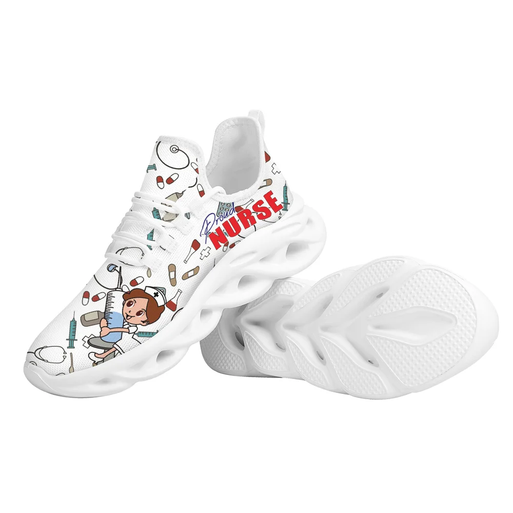 Yikeluo Nurse Shoes Women Print Breathable Sneakers Woman Slip-on Light Non-slip Flats Ladies Soft Bottom Casual Sports Shoes