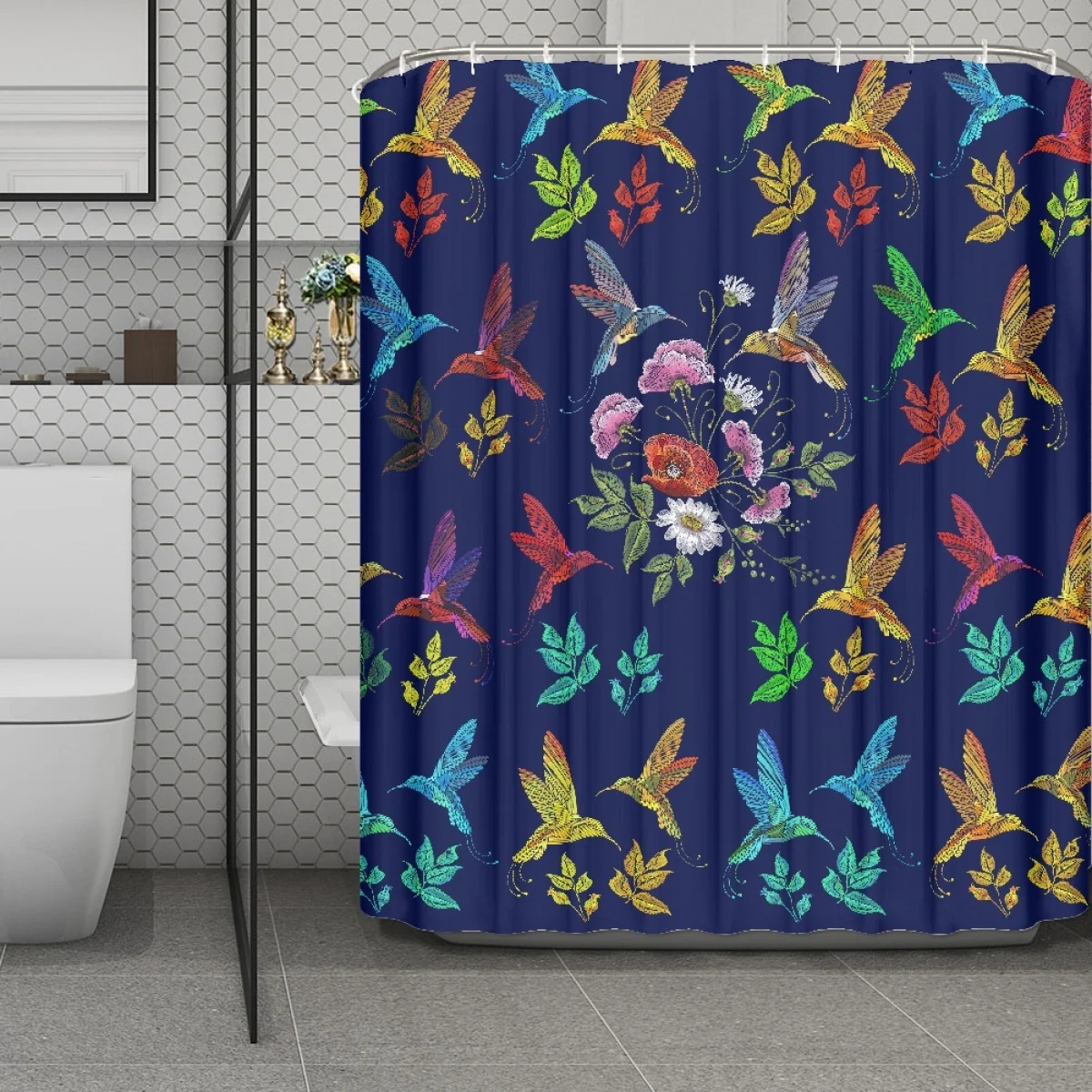 

Home Decoration Classic Style Flowers and Hummingbird Shower Curtains Bathroom Curtain Frabic Waterprood Polyester Bath Curtain