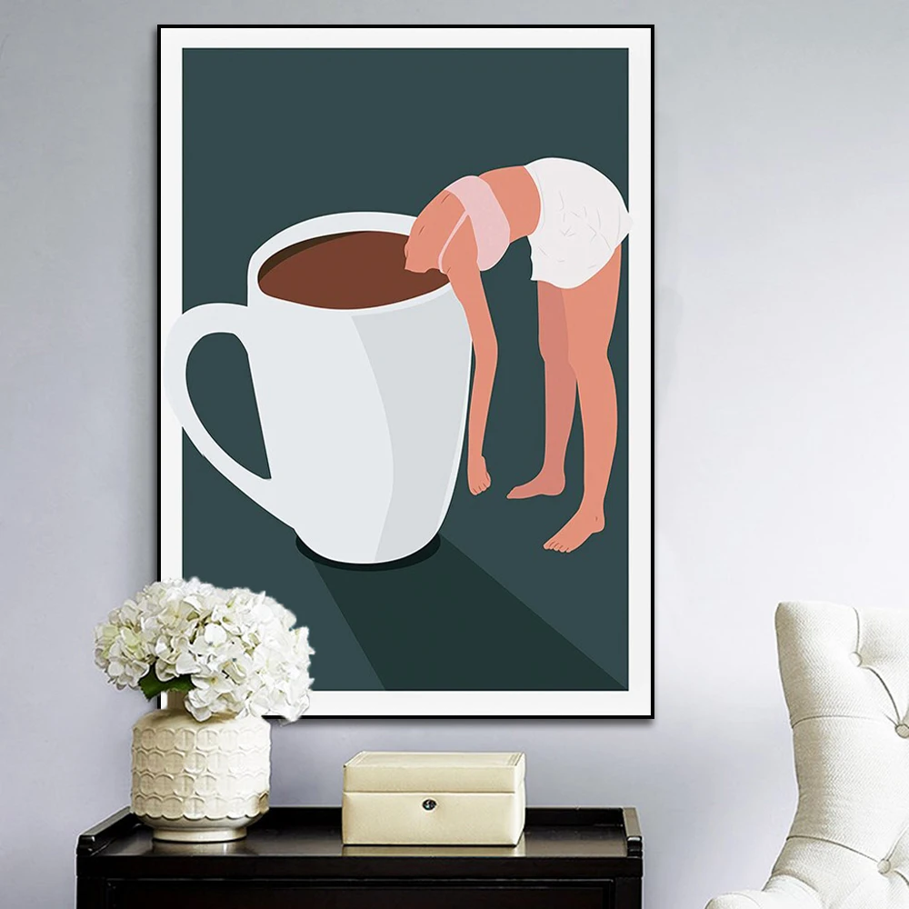 

Funny Nordic Coffee Cups Wall Art Canvas Painting Coffee Lover Posters And Prints Wall Pictures For Living Room Home Decoration
