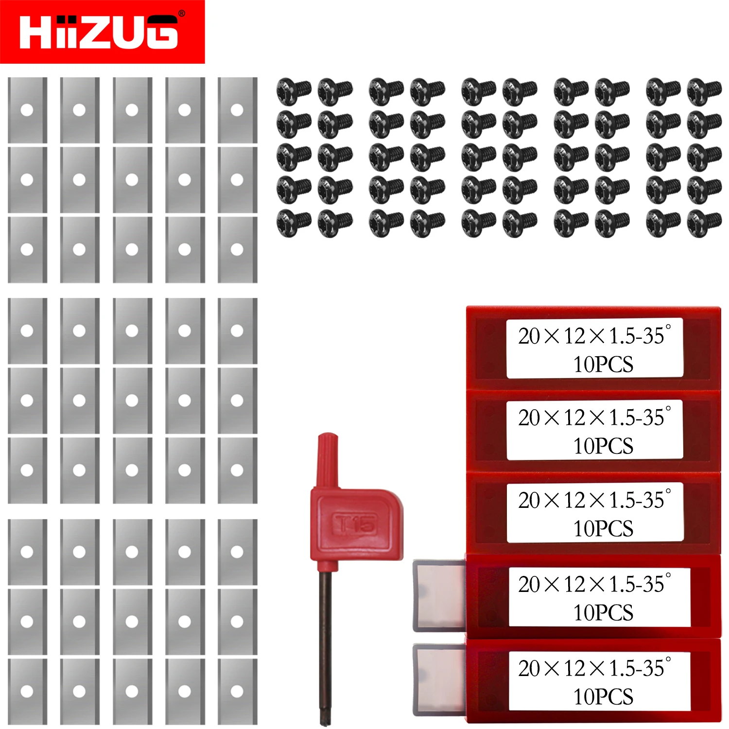 

50 Pieces 20mm Carbide Inserts Blades Knife Rectangle 2 Edges for Amana tool Spiral Planer Head CMT Cutters