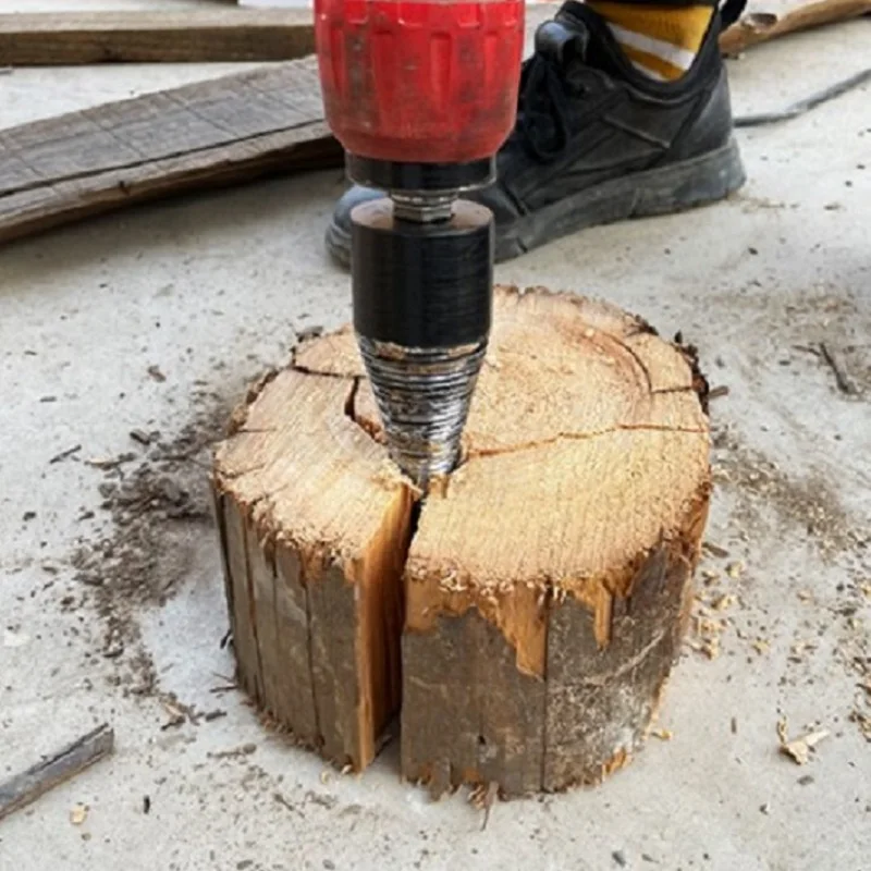 Kindling Log Splitter 4PCS Twist Firewood Drill Bit Wood Splitter Screw  Splitting Cone Driver US Drill Bit For Splitting Wood