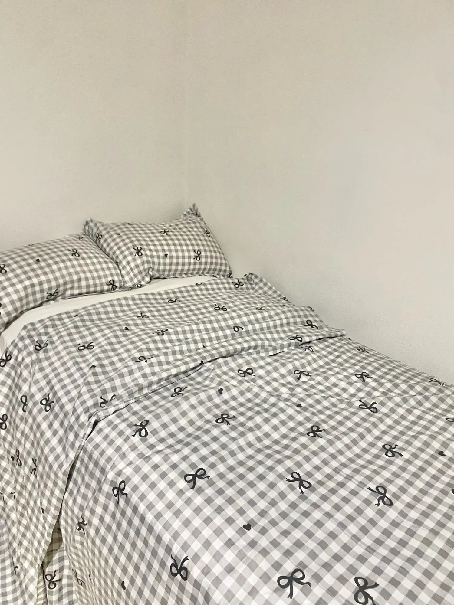 Pink Plaid Bowknot Bedding Set, customer photo