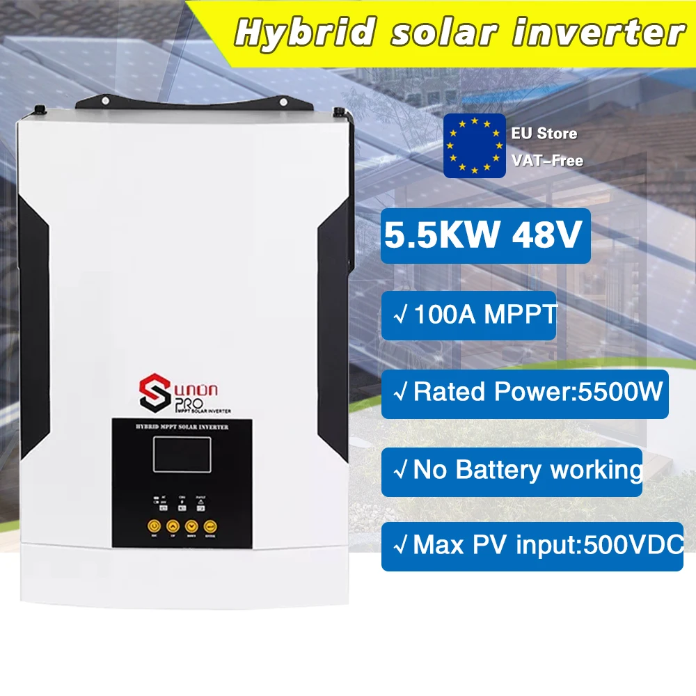 Qoltec Hybrid Solar Inverter Off-Grid 10KVA, 5,5kW, 100A, 48V, MPPT