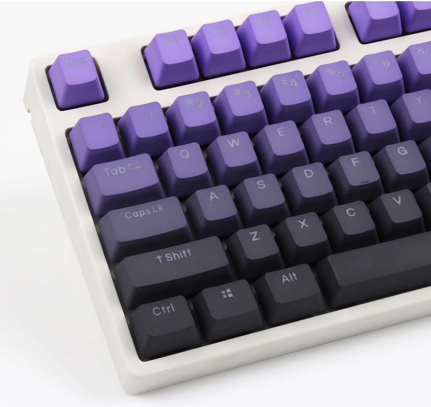 Top Side Purple Black Gradient Fade Keycaps PBT Backlit Keycap Dye Subbed OEM Profile KeyCap For Game Keyboard 68 84 87 104