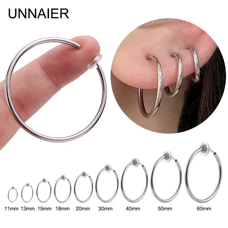 UNNAIER 1 Pair Fake Ear Piercing Stainless Steel Earrings For Men Ear Cuff Fake Earring Clip Woman Without Hole Hoops hoop earrings ear clip earrings clip earrings ear clip ear accessories