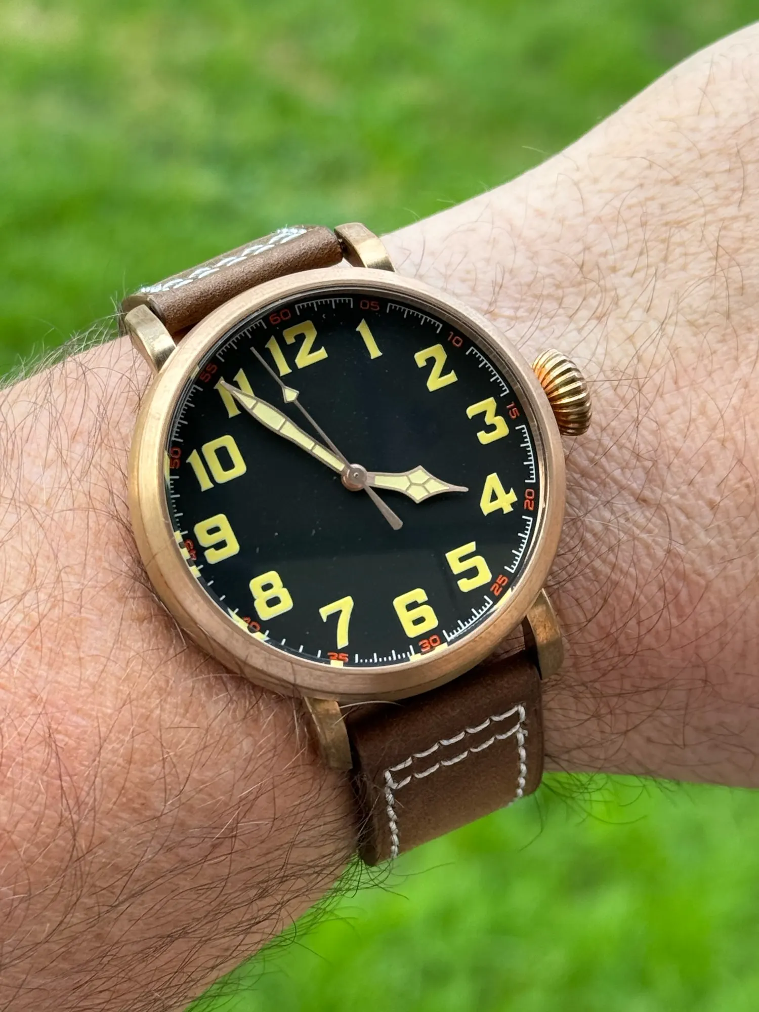 Tandorio 47mm NH35 pilot Watch CUSN8 Solid Bronze or 316L Steel
