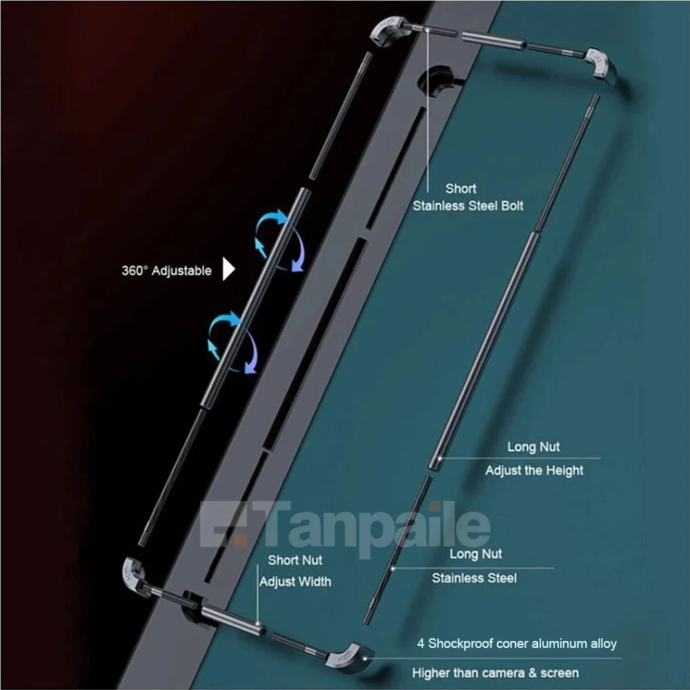 Premium Stainless Aluminum Metal Bumper Border Case - Frame Shockproof Lock Cover