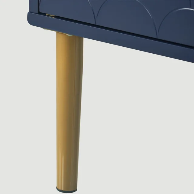 Set 2 comodino, comodino per camera da letto, blu Navy, squame di pesce design-H50/L35/P35 cm 5