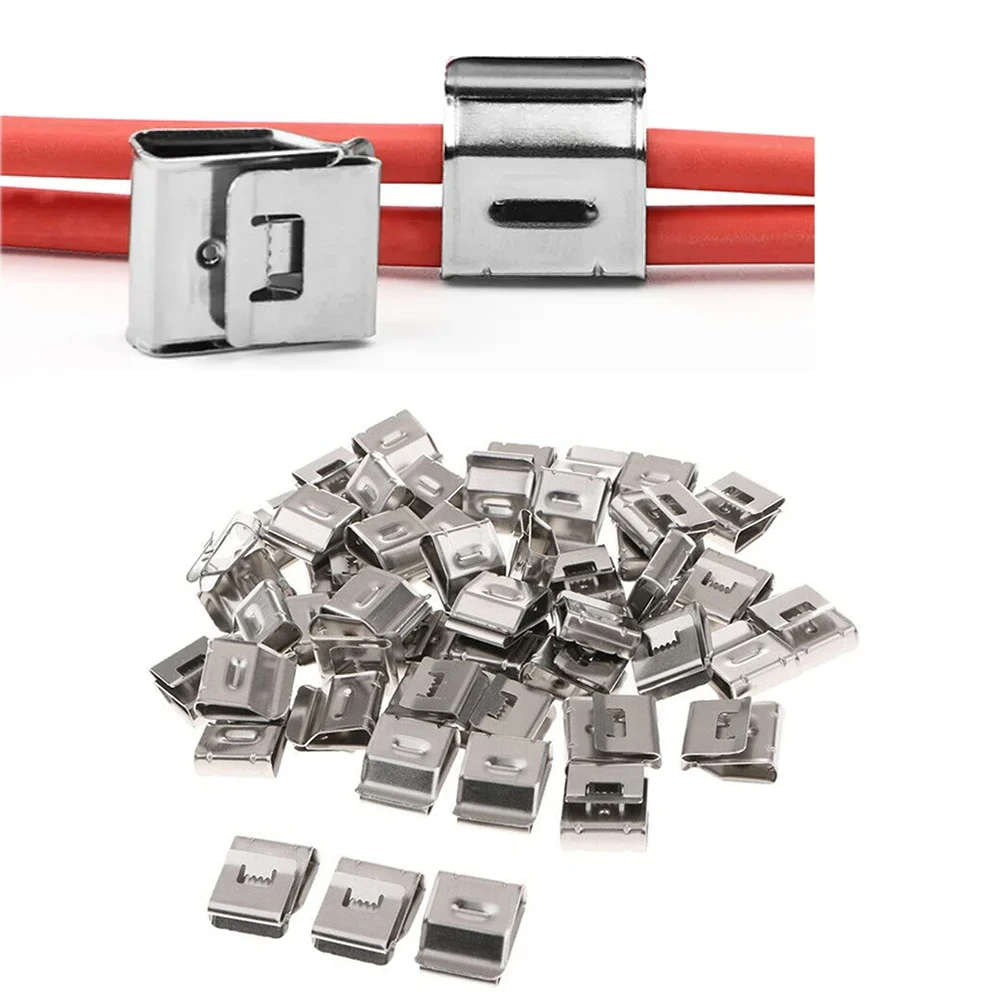 Solar Panel Clips 50/100PCS Stainless Steel Solar Panel Wire Clip Photovoltaic Cable Clip 4 mm&sup2; 2 Wires Outdoor Cable Clamp Solar Mount DIY