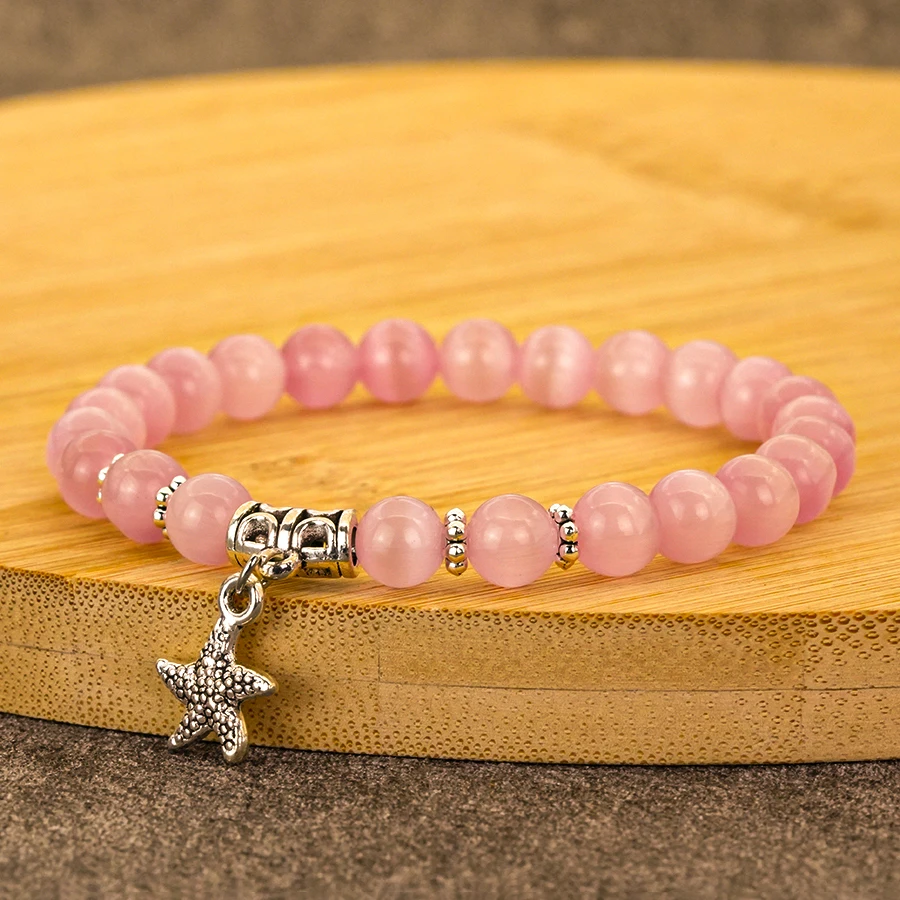 Moonstone Beaded Starfish Bracelet for Women