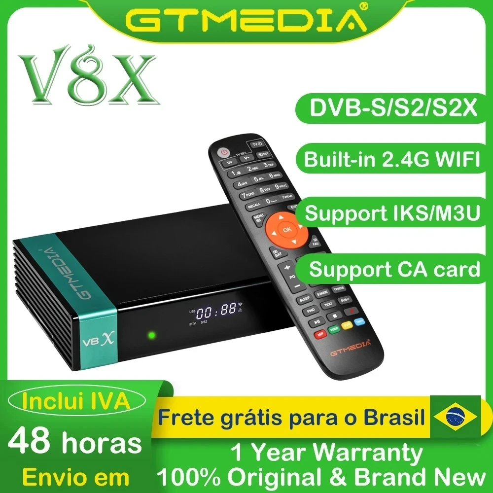 Ricevitore Satellitare Gtmedia V8X H.265 Decoder Dvb S2 S2X Con Wifi Integrato, Supporto Tntsat Smart Gt Media V7S 2X, Supporto Usb, H.264