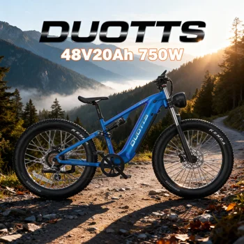 Bicicletta Elettrica Duotts E26 con Batteria al Litio 48V20Ah, Motore 750W, Doppia Sospensione, Ruote Fat da 26 Pollici