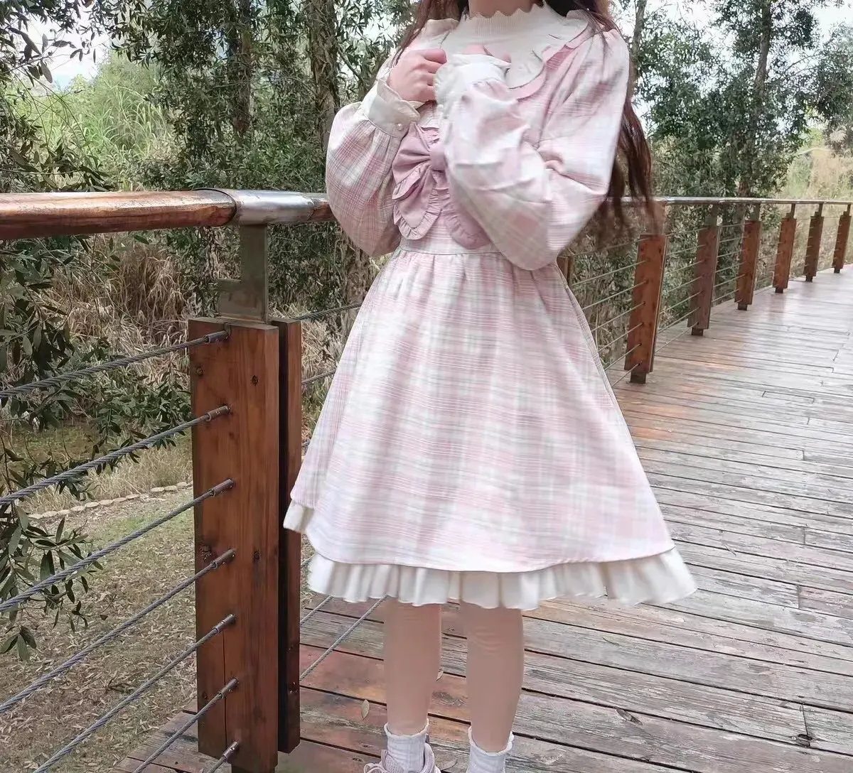 Kawaii Sweet Pink Plaid Lolita Dress