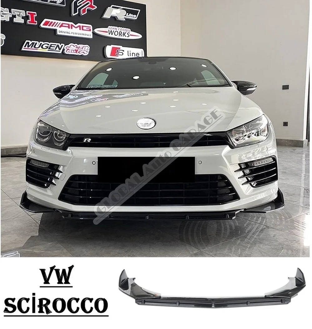 

For VOLKSWAGEN SCIROCCO Front Bumper Attachment Lip 2005-2020 Piano Glossy Black Splitter Diffuser Universal Spoiler Bumper Flap