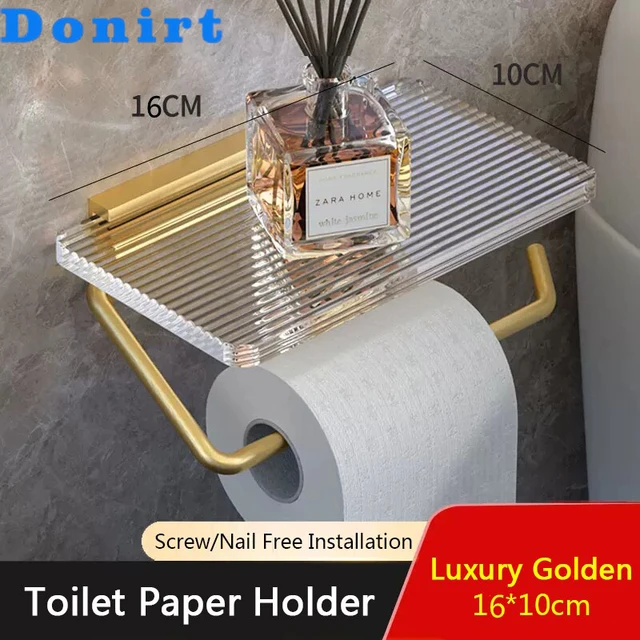 Portarrollos Papel Higiénico Soporte De Papel Higiénico De Oro Negro Sin  Perforaciones, Portarrollos De Aluminio, Toallero De Teléfono Para Baño,  Cajas De Pañuelos, Accesorios De Baño - Cajas De Pañuelos - AliExpress