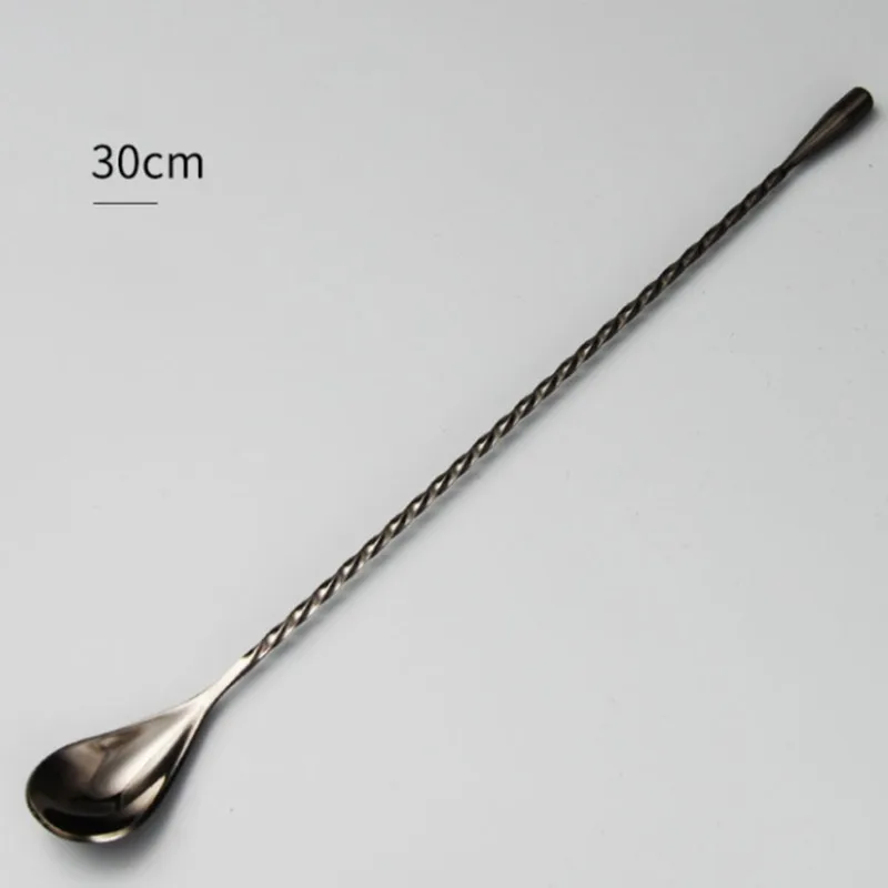 30/40cm Stainless Steel Cocktail Bar Spiral Pattern Drink Shaker Muddler Stirrer Twisted Mixing Spoon Kitchen Tool cocktail spoon,cocktail stirrers