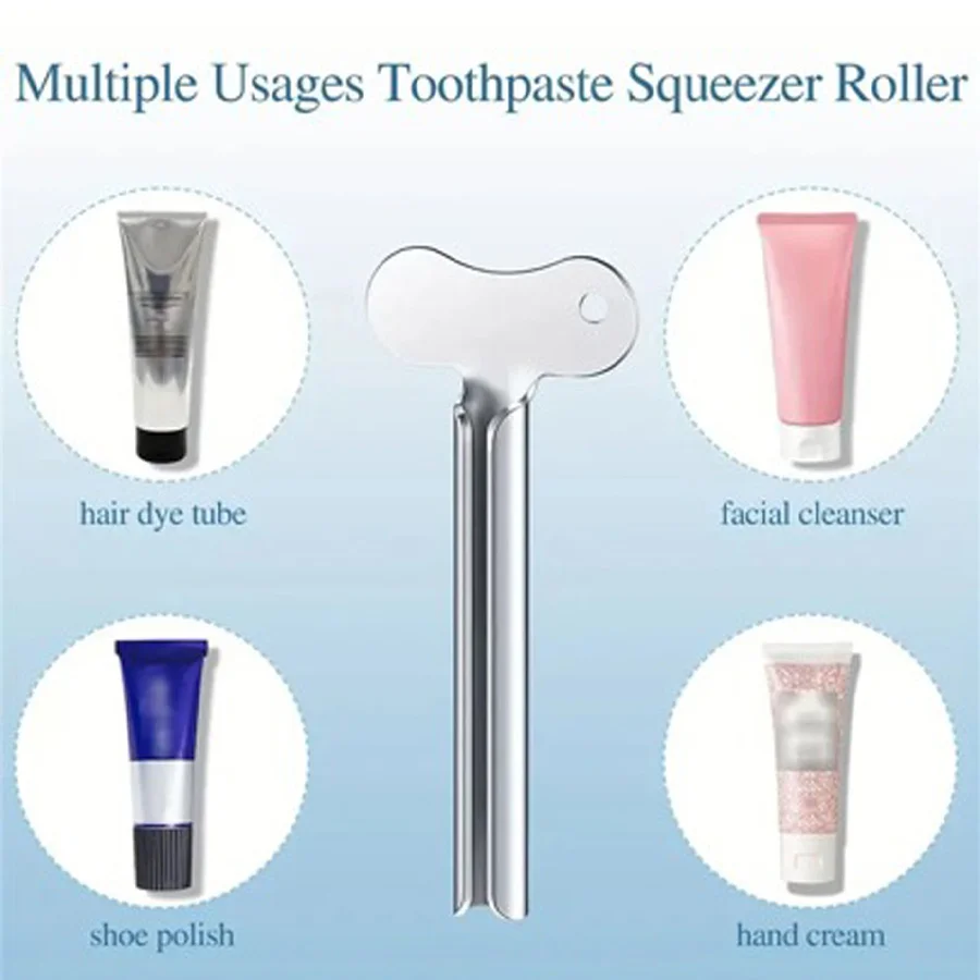 Toothpaste Squeezer Portable Stainless Steel Toothpaste Squeezer & Hair Dye Dispenser Cleanser squeezer Bathroom Accessories Half-Circle Wringer