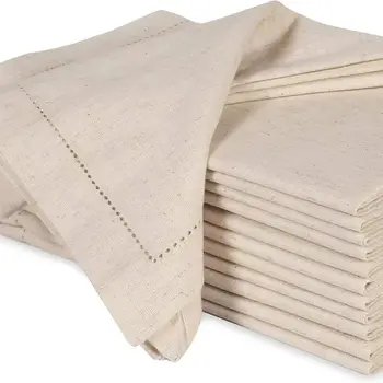 Serviettes en lin 6 pièces, serviette de Table blanche, tissu en coton et lin 1