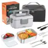 ​Boîte à Déjeuner Électrique Chauffante 2-en-1 – Gamelle Bento Portable en Acier Inoxydable (1.5L - 60W / XXL 2.5L - 90W) – 12V/24V/220V pour Voiture, Camion et Bureau 9