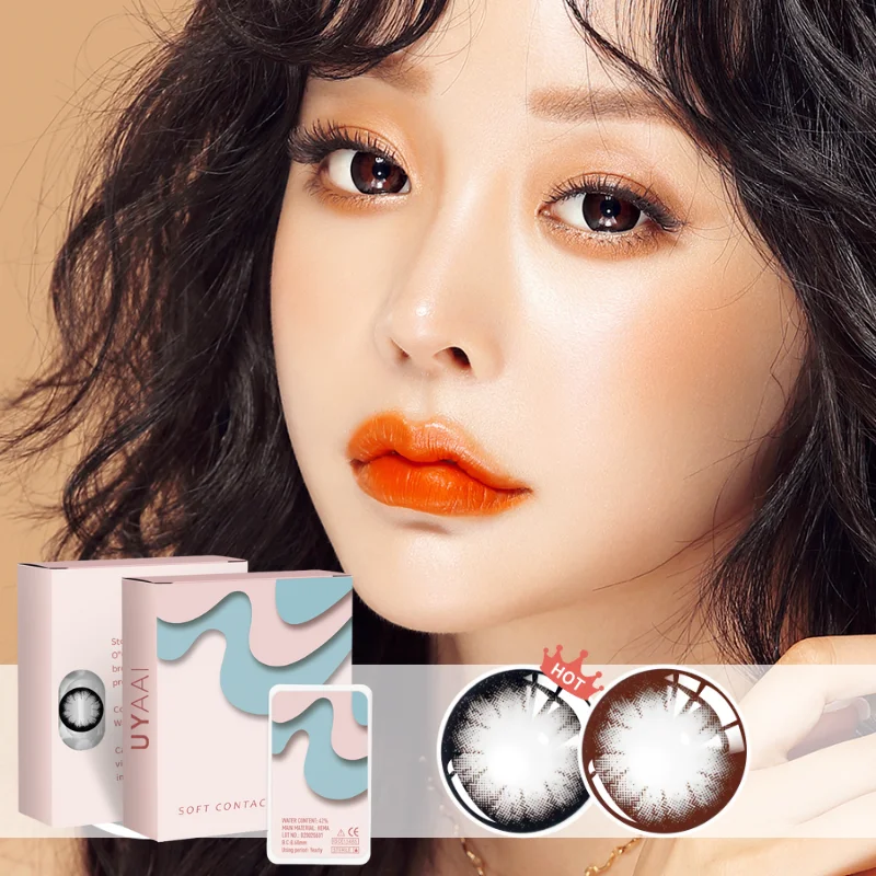 UYAAI 2pcs/pair Black Lenses Colored Pupils For Eyes Natural Contact Lenses Eye Color Contacts