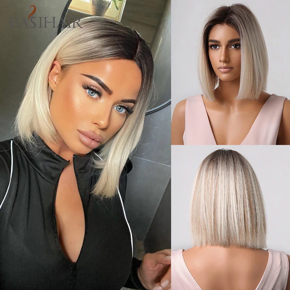 Women Wigs Natural Dark Blonde | Blonde Bob Hair Synthetic Wig - Short  Straight Bob - Aliexpress