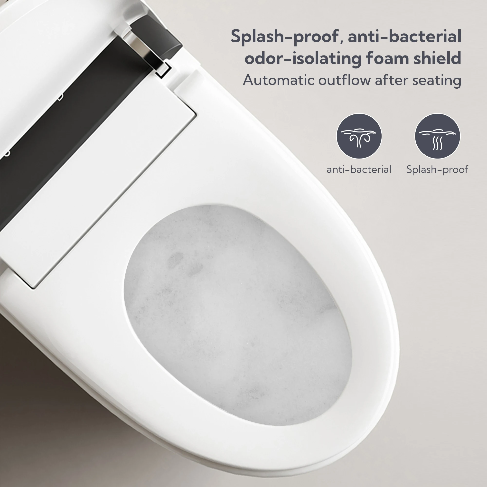 Smart Toilet with Voice Control and Bubble Shield Heated Bidet Seat Portable toilet with bidet built in AUTO Open&Close