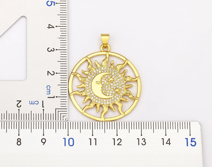 AIBEF Light Of Star And Moon Sun Shape Pendant Women Necklace Copper Zircon Western European Style Jewelry Popular Romantic Gift