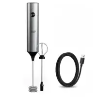 Mousseur à lait USB-C, rechargeable, réglage en trois étapes, acier inoxydable, multifonctionnel 2 en 1 7