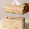 Modern Cave Stone Tissue Box Holder Living Room Contemporary Light Luxury Table Creative Beige Tissue Paper Cover INS 5