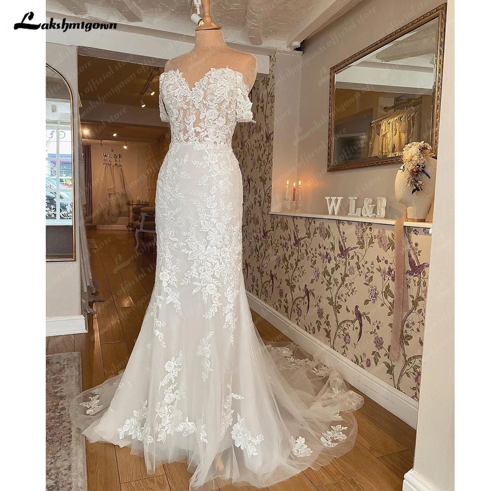 Lakshmigown Off-the-Shoulder Sweetheart Appliques Mermaid Wedding Dress Court Train Wedding Gowns for Bride Customized 3