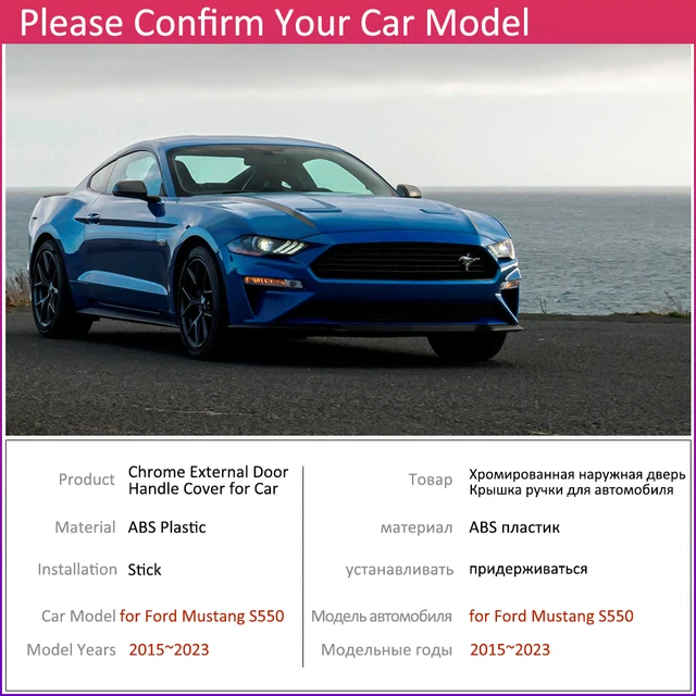 フォードマスタングS550 2015-2018カーボンファイバーブラックリアトランクスポイラーウィング C : カーボンファイバーミラーキャップ 2015-2023 フォード