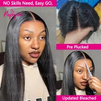 6x4 Perruque Cheveux Humain Sans Colle Perruque Lisse Pré-épilée Glueless Wigs Human Hair Drawstring Dentelle Frontale Perruque 5