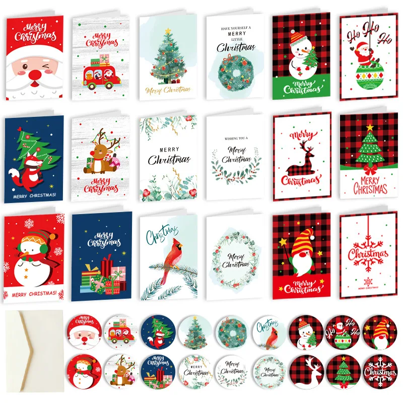 12 stücke/1 satz Frohe Weihnachten Falten Kleine Grußkarten Weihnachten Grußkarte DIY Neue Jahr Postkarte Geschenk Karte xmas Party Dekorieren Noel – Detail 2