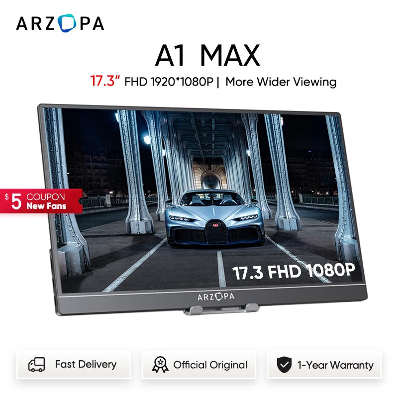 ARZOPA173PortableMonitor1080pExternalDisplayIPSScreenUSBC