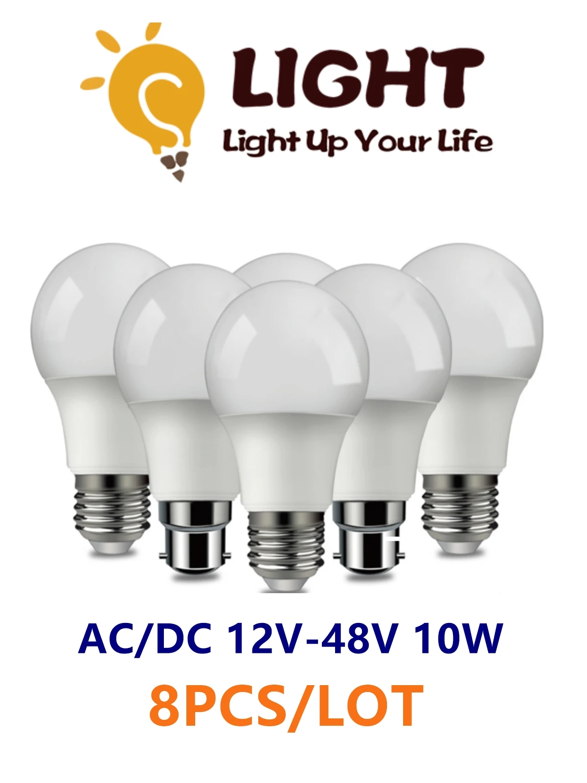 8pcs/lot DC/AC 12V-48V LED Bulb E27 B22 Lamps 10W Bombilla For Solar Led Light Bulbs 12 Volts Low Voltages Lamp Lighting