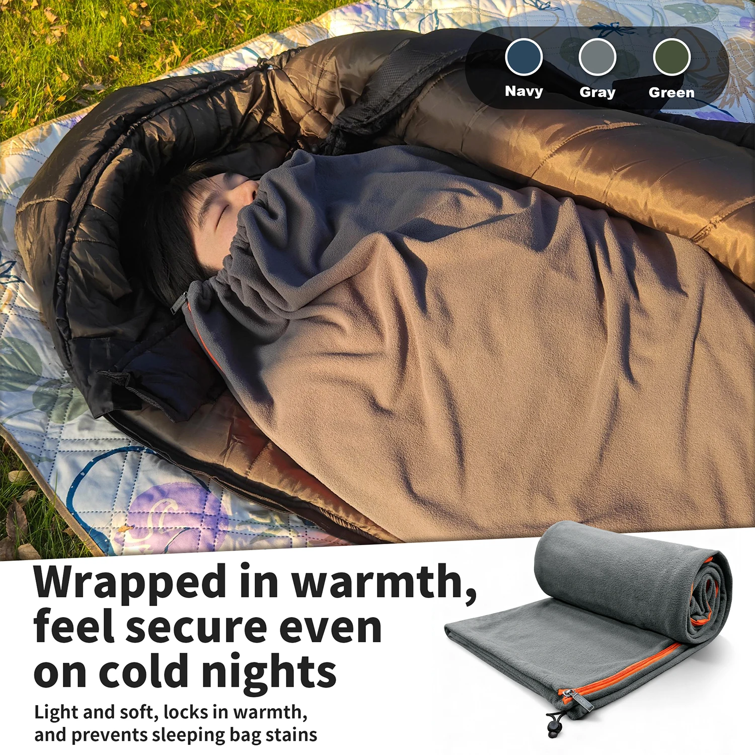 MAPLEAF Fleece Sleeping Bag Liner – Ultralight Winter Travel Sheet 2