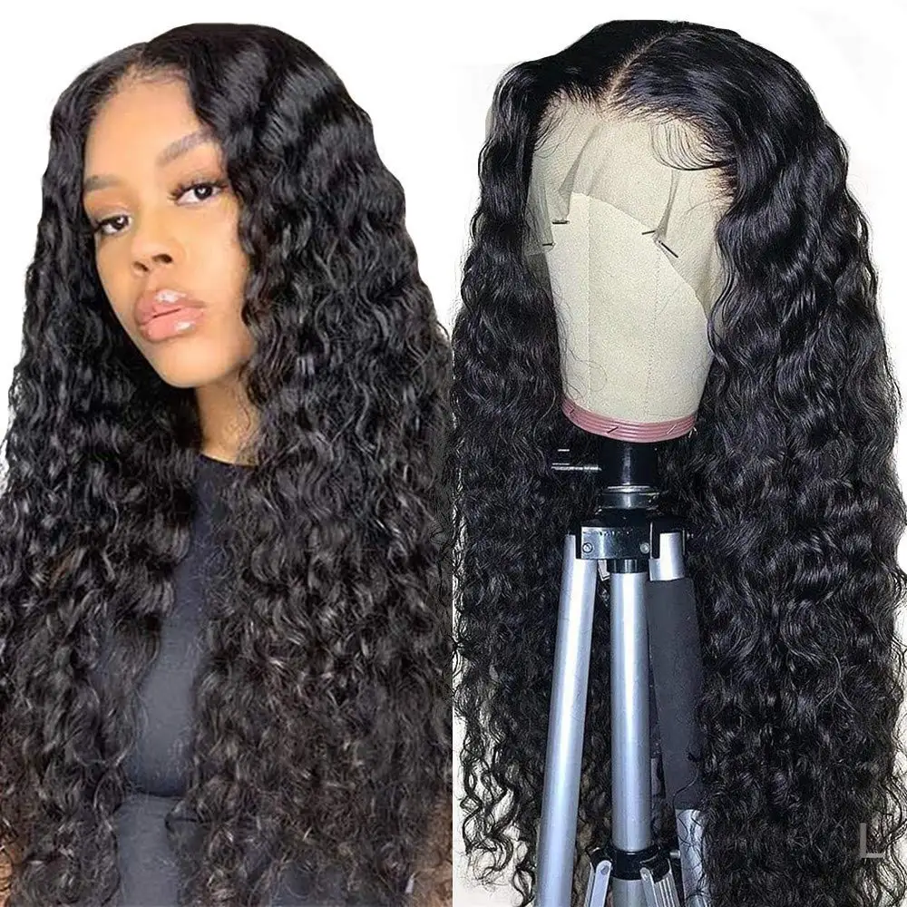 

Deep Wave 13x4 13x6 Hd Lace Frontal Human Hair Transparent Curly Wavy Wigs 360 Glueless Full Lace Long Wig For Black Women