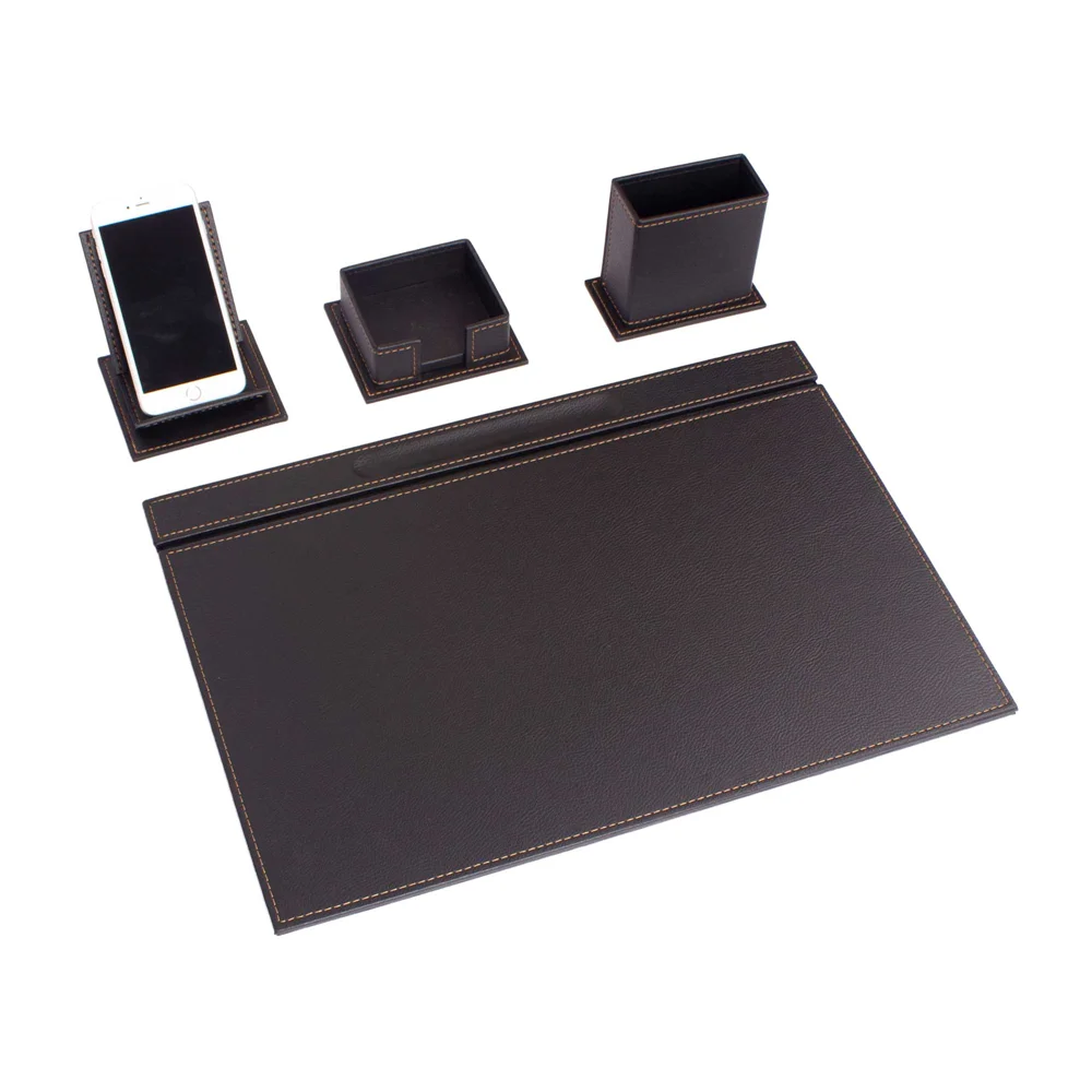 Vega 4 Pieces Leather Desk Set Desk Organizer Office Accessories Accessories Office Organizer Pad Mouse Pad Mat